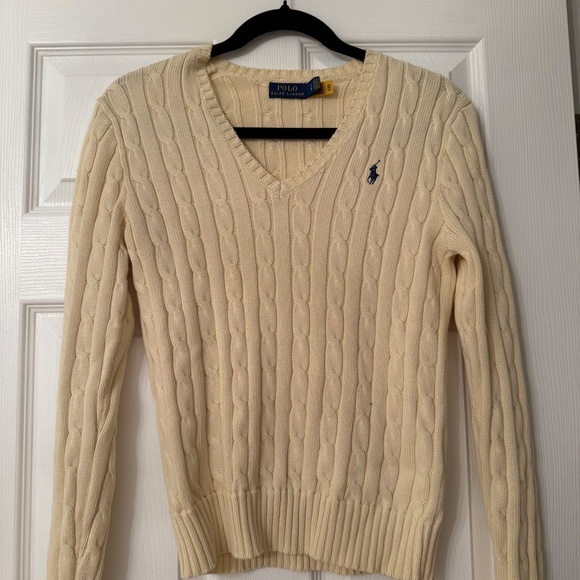 Polo Ralph Lauren Women's Cable-Knit Cotton V-Neck Sweater - Picture 3 of 6